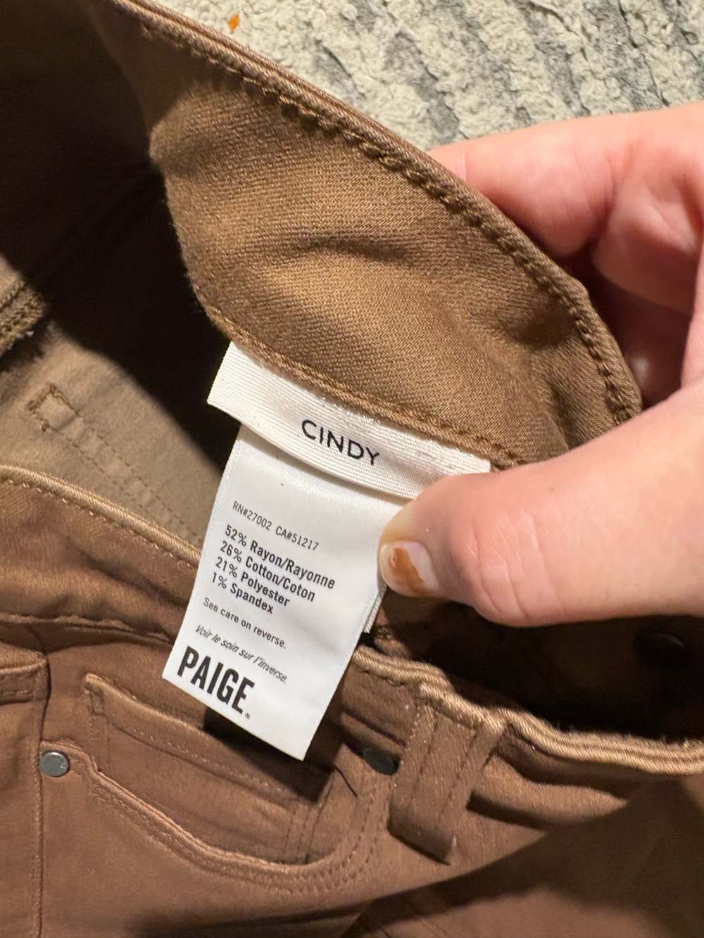 Paige Cindy light brown waxed shiny skinny straight pants jeans size 25 - Picture 5 of 6